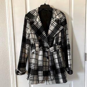 Joujou black and white plaid coat Size XL